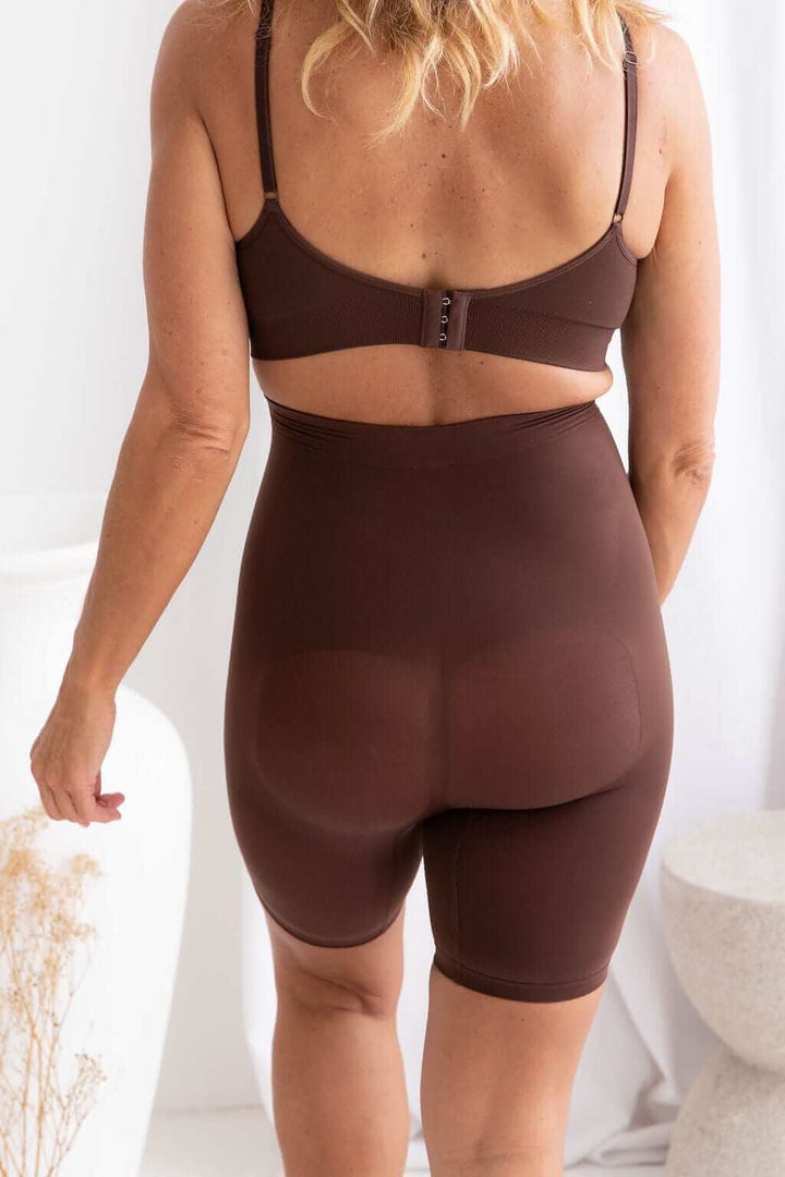 Naked Curve Bodysuit Anti Chaffe Shaping Shorts Brown