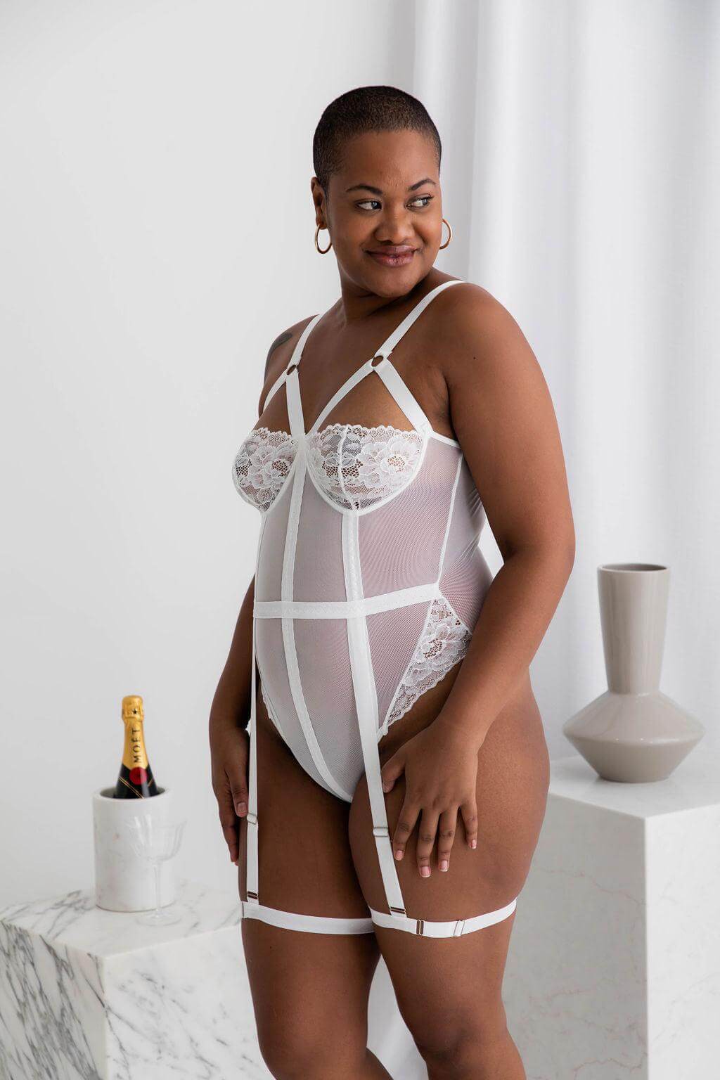 Aspen White Teddy - Bodysuit - Naked Curve