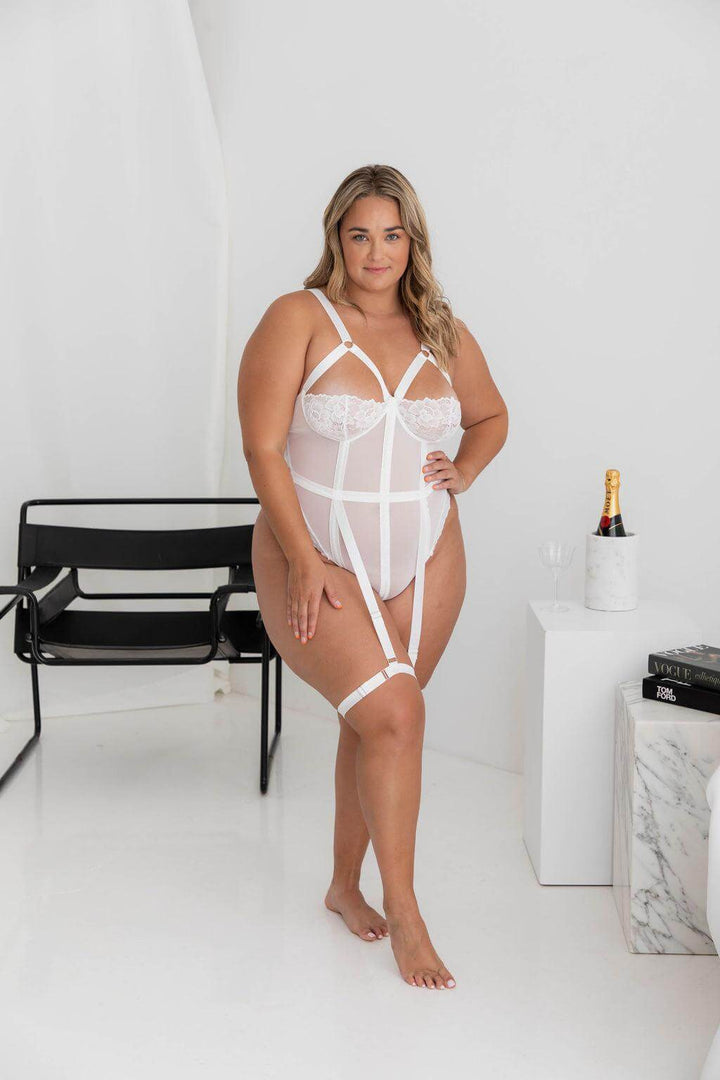 Aspen White Teddy - Bodysuit - Naked Curve