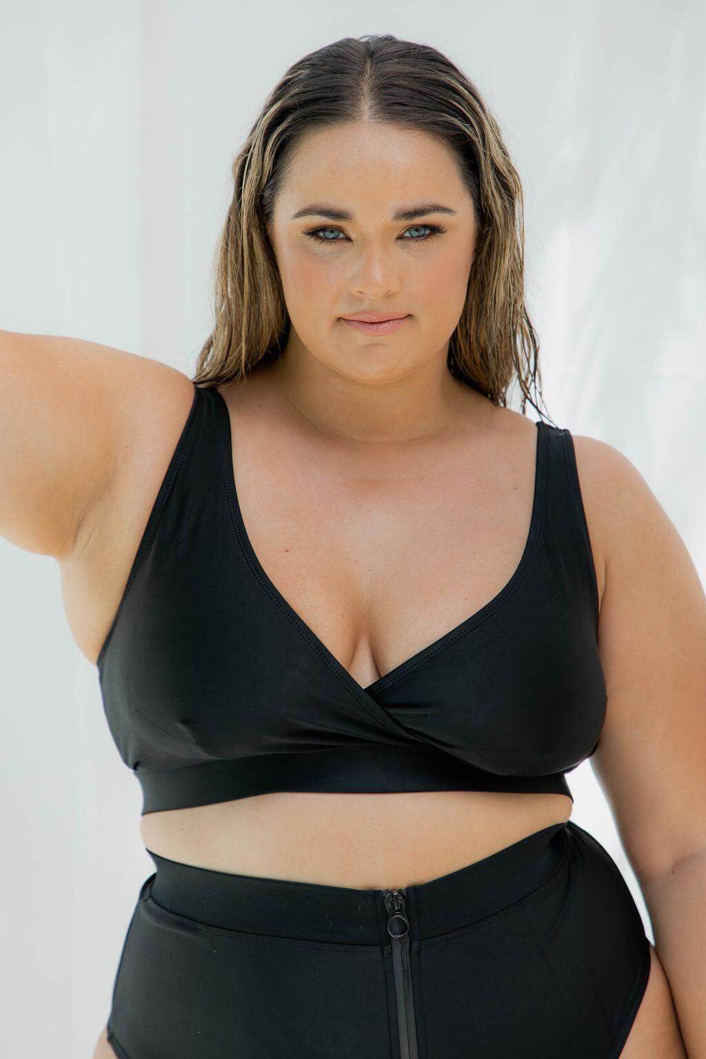 Classic Black Thick Strap Swim Top - Swimwear - Naked Curve