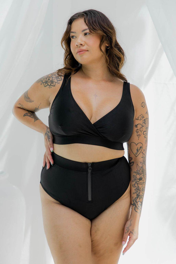 Classic Black Thick Strap Swim Top - Swimwear - Naked Curve