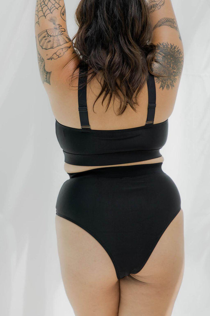 Classic Black Thick Strap Swim Top-Swimwear Top-Naked Curve