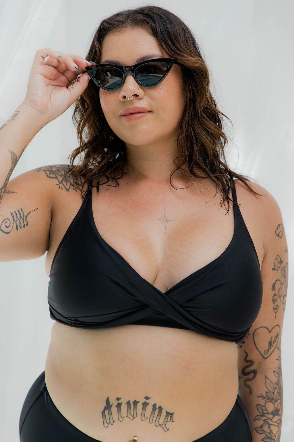 Classic Black Thin Strap Swim Top - Swimwear - Naked Curve