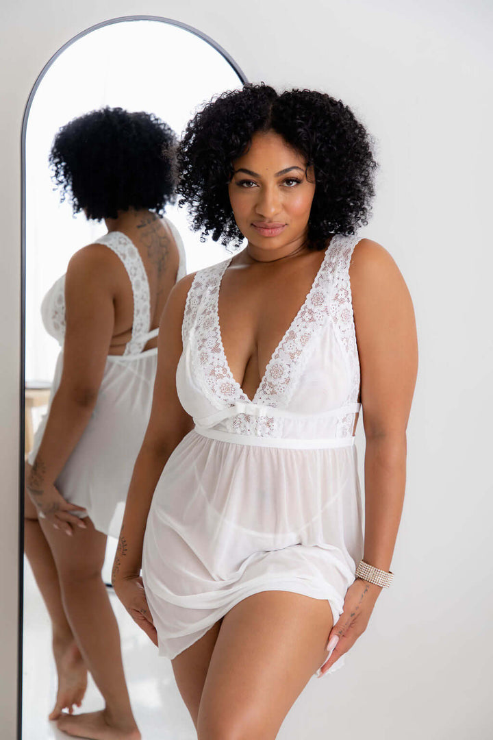 Corfu White Lace Babydoll - Babydoll - Naked Curve