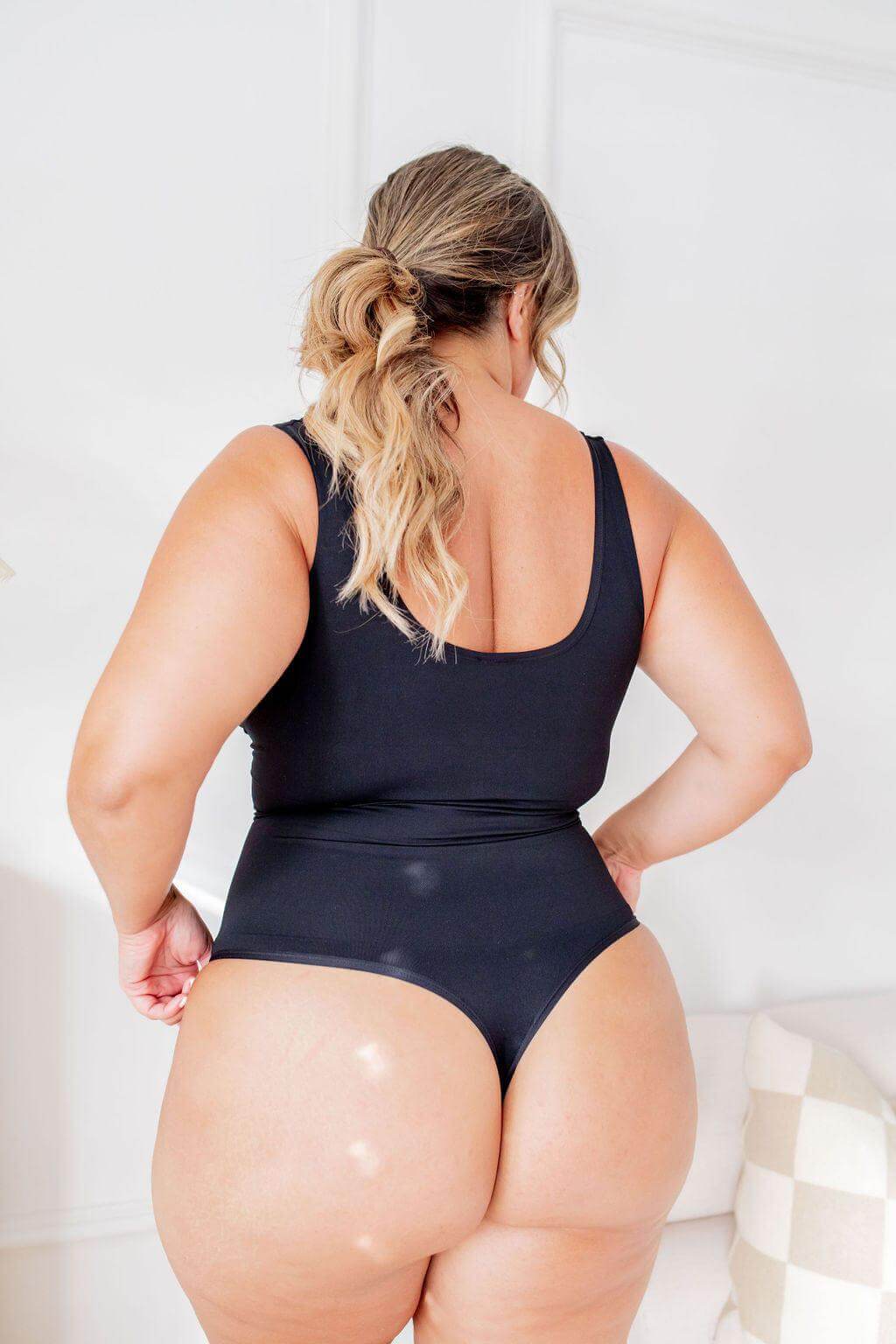 Crew Neck Bodysuit Black - Bodysuit - Naked Curve