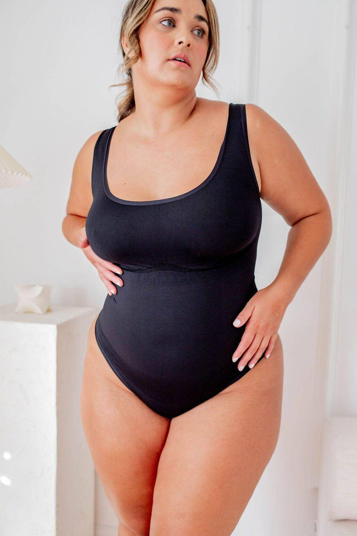 Crew Neck Bodysuit Black - Bodysuit - Naked Curve