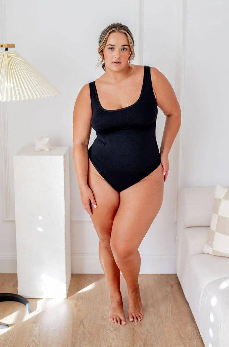 Crew Neck Bodysuit Black - Bodysuit - Naked Curve