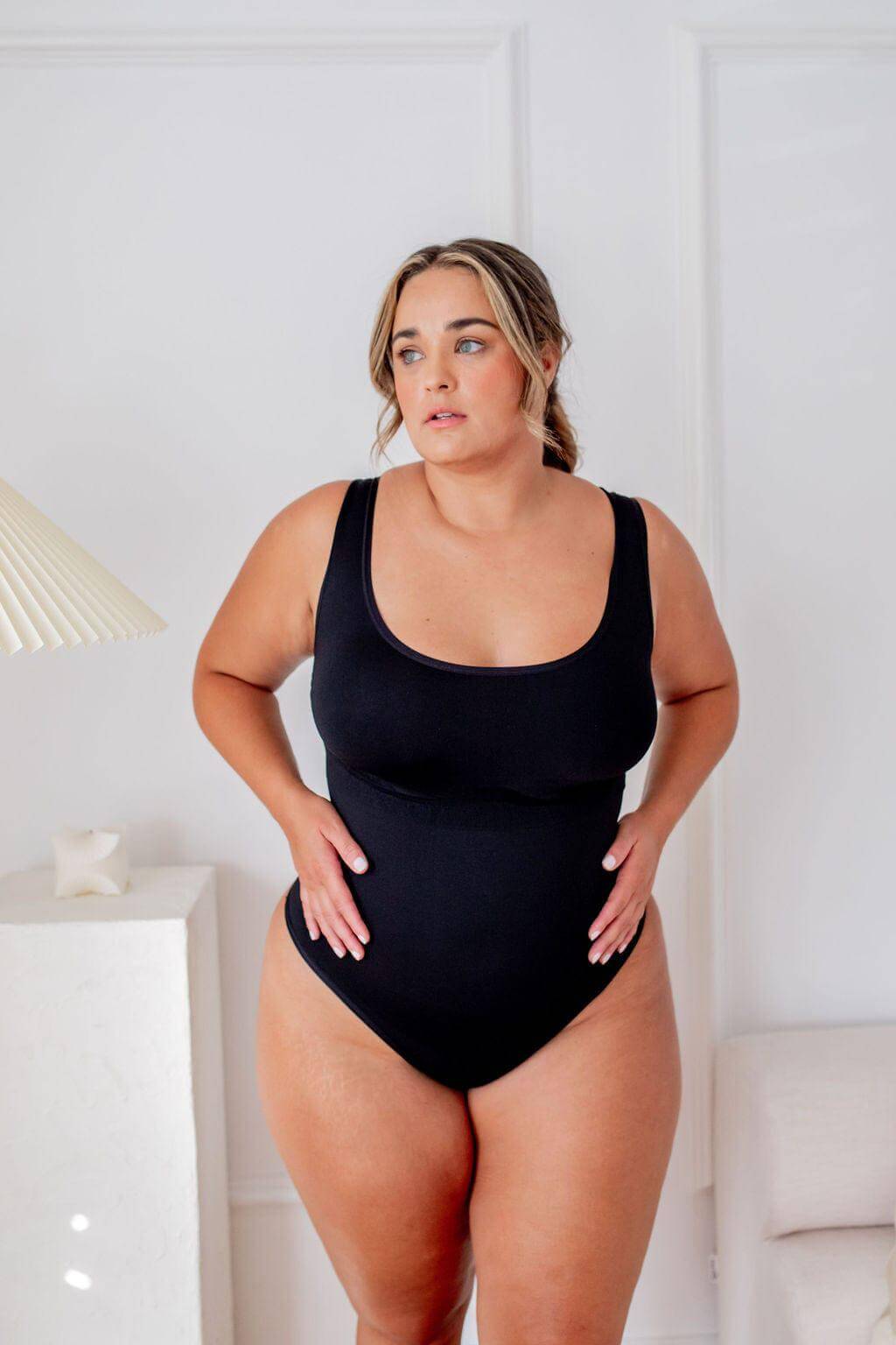 Crew Neck Bodysuit Black - Bodysuit - Naked Curve