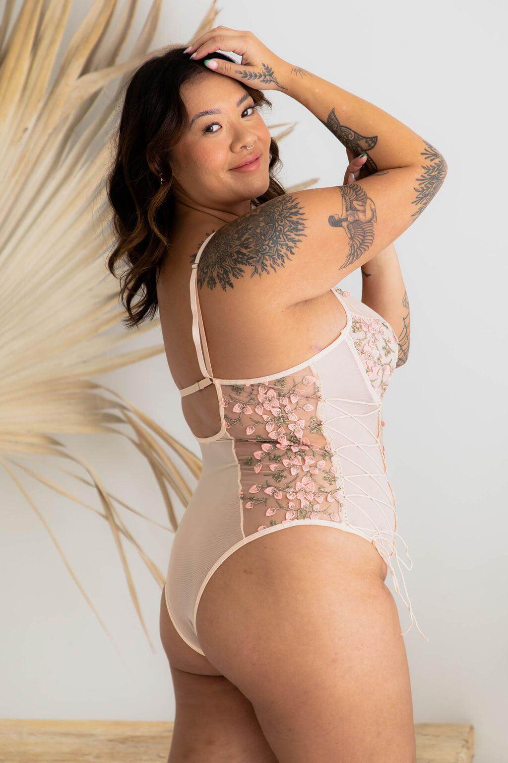 Daphne Blush Spring Bodysuit - $44.00 - Bodysuit - Naked Curve