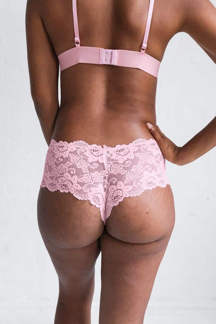 Naked Curve Underwear Kourtney Pink Lace Briefs