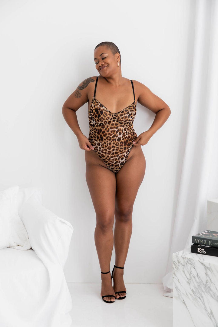 Lila Jaguar Print Bodysuit-Bodysuit-Naked Curve