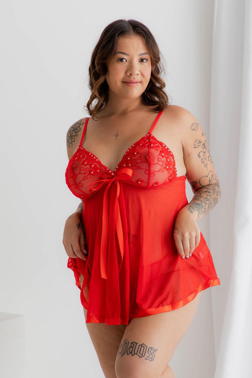 Maple Red Babydoll-Babydoll-Naked Curve
