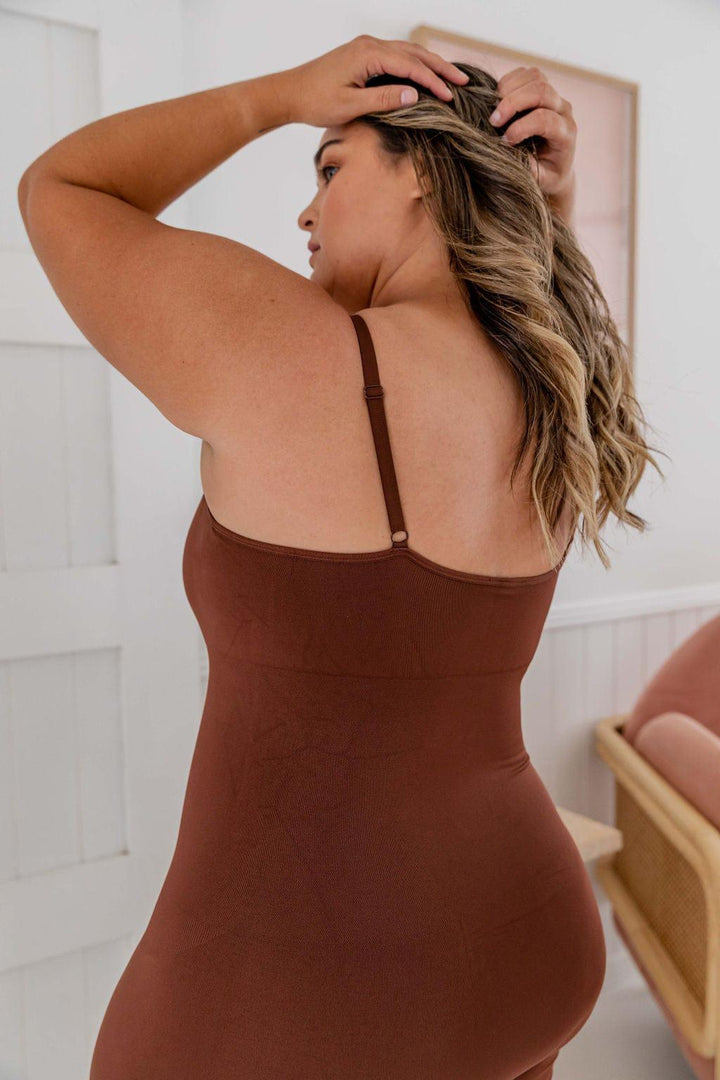 Naked Curve Bodysuit Maxi Shaper Dress Brown