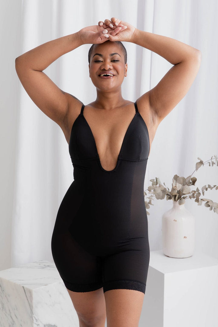 Plunge Neck Full Body Shaper - Bodysuit - Naked Curve