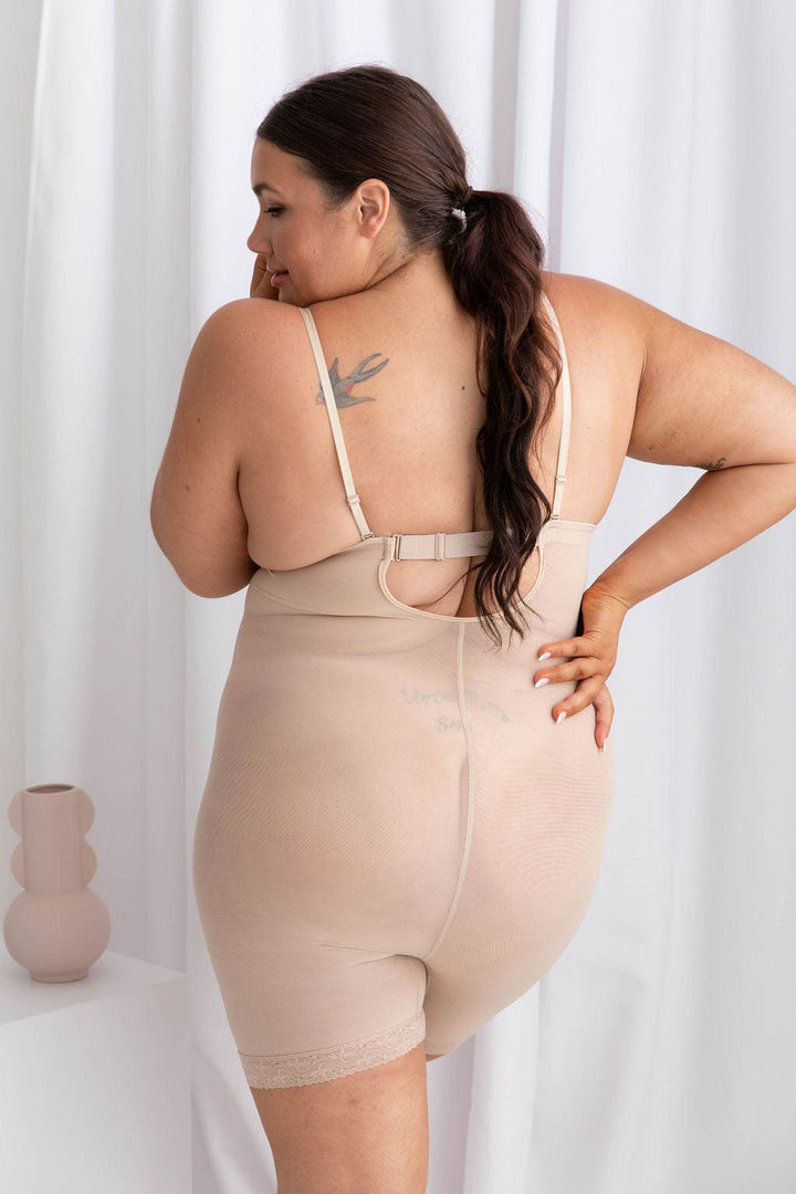 Plunge Neck Full Body Shaper Nude - Bodysuit - Naked Curve