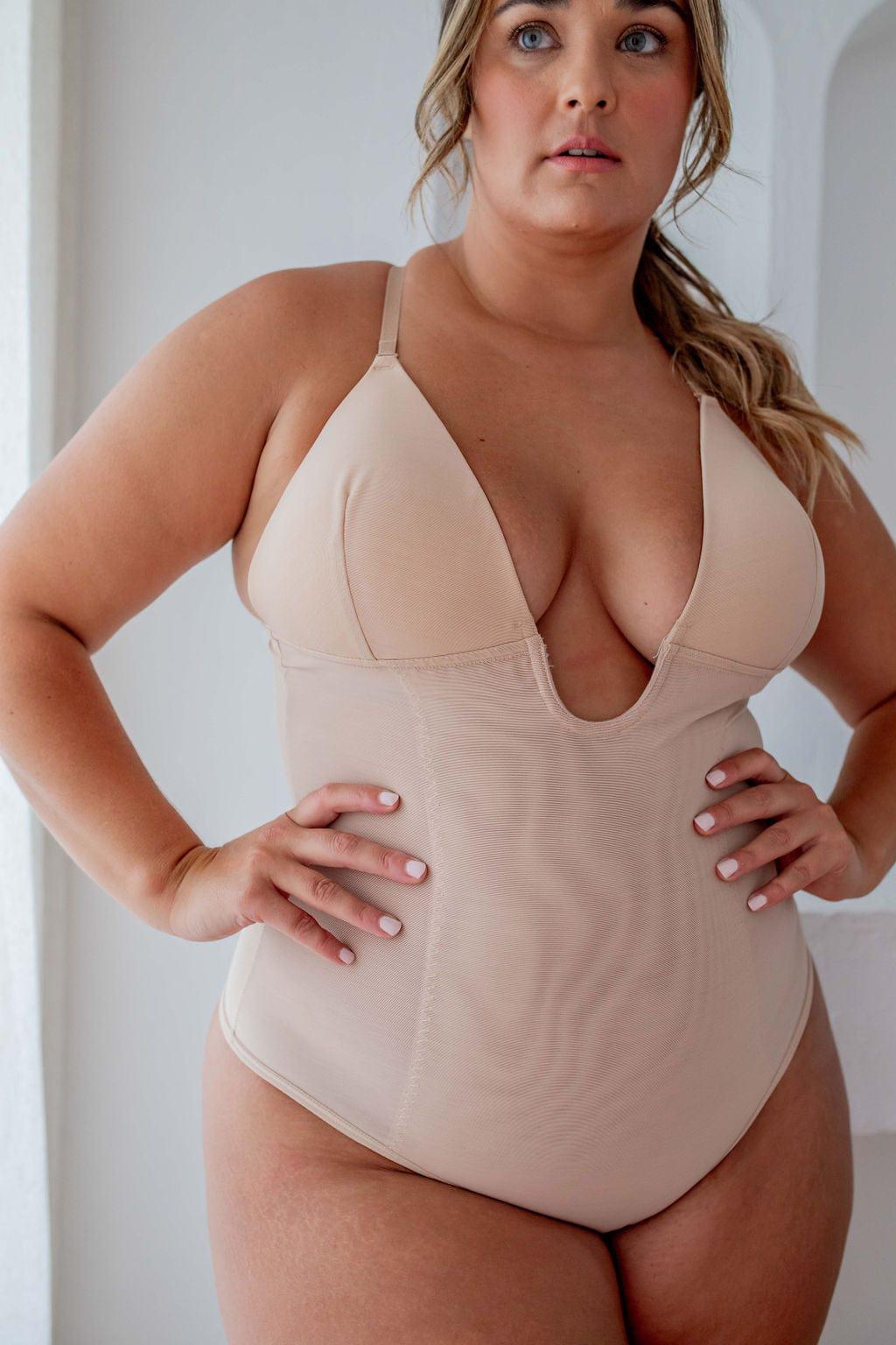 Plunge Neck Shaper Nude - Bodysuit - Naked Curve