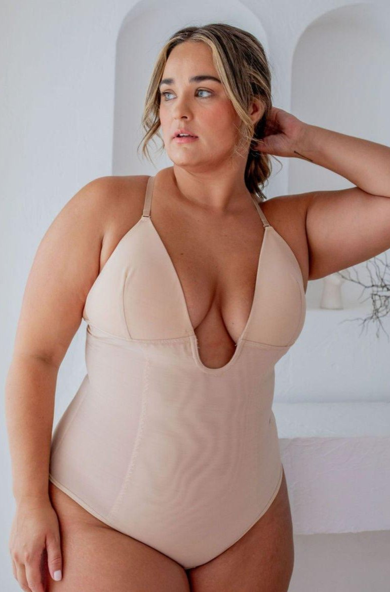 Plunge Neck Shaper Nude - Bodysuit - Naked Curve