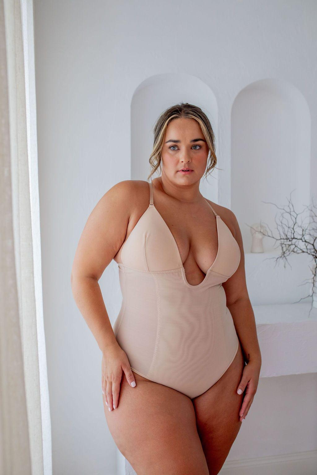 Plunge Neck Shaper Nude - Bodysuit - Naked Curve