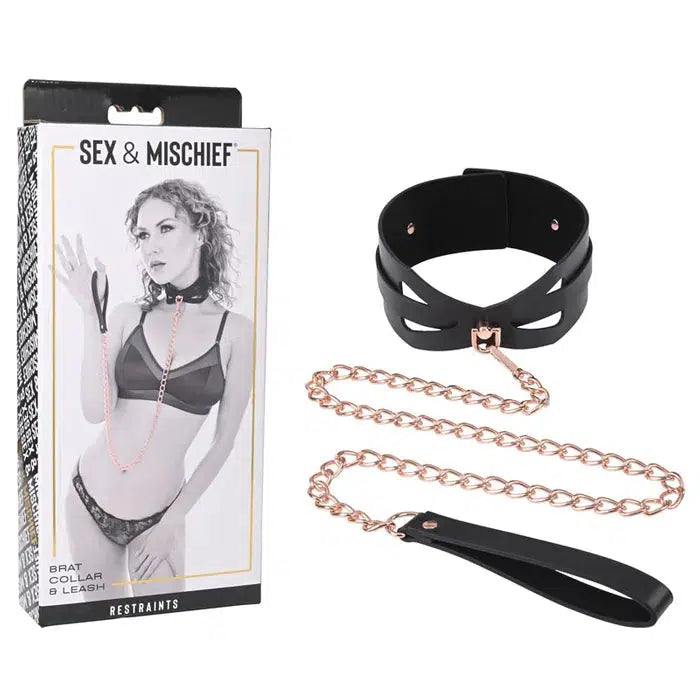 Sex & Mischief Brat Collar & Leash - Rose Gold-Naked Curve