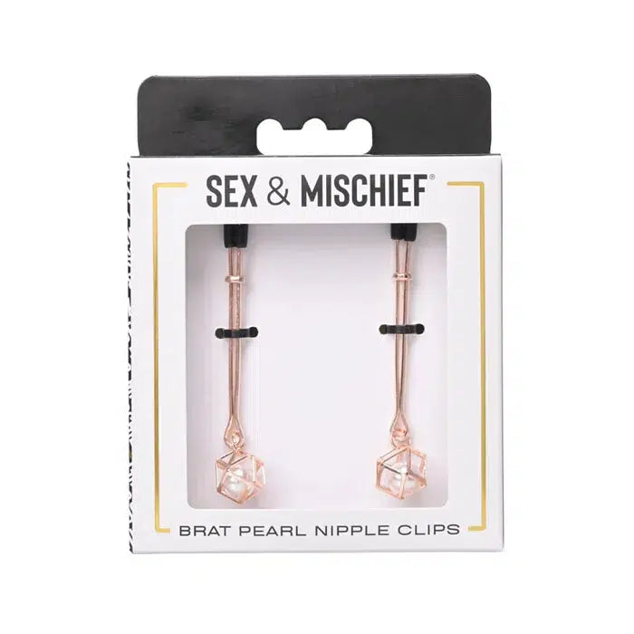 Sex & Mischief Brat Pearl Nipple Clips - Rose Gold-Naked Curve