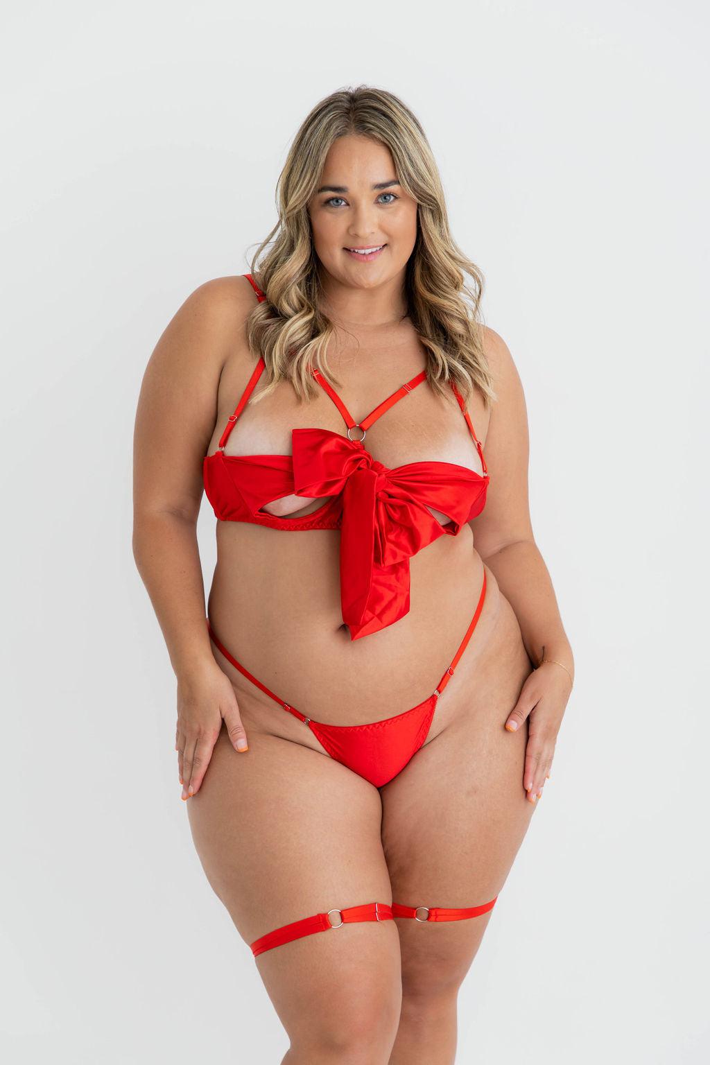 The Gift Bow Lingerie Set Red-Costumes-Naked Curve